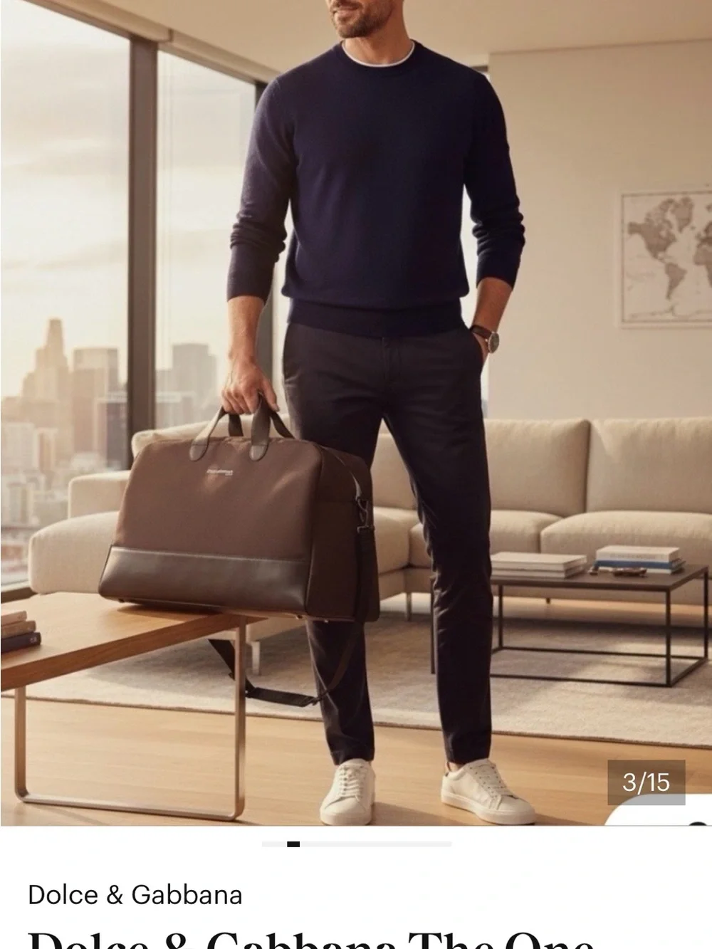 Dolce & Gabbana The One. Chocolate Brown Men’s Duffel with Leather Trim